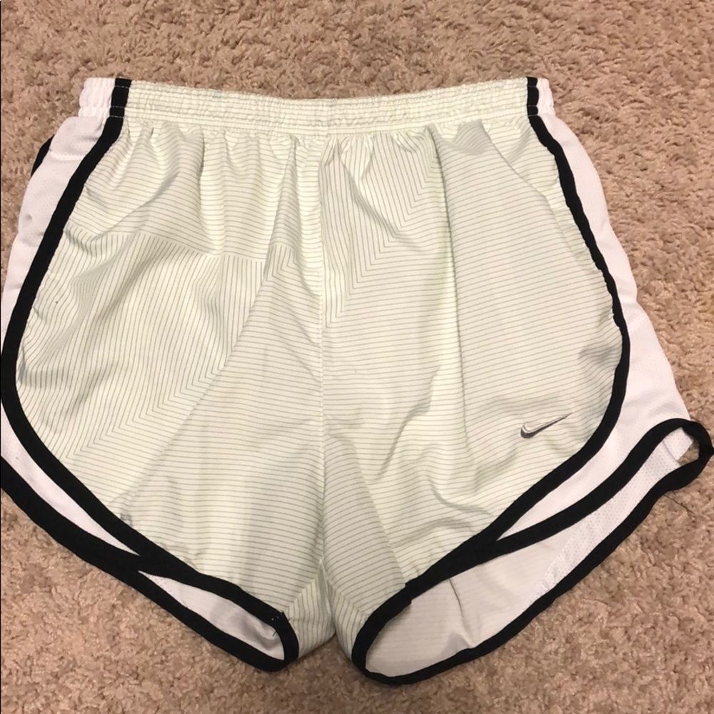 Nike dri-fit shorts green and white stripes